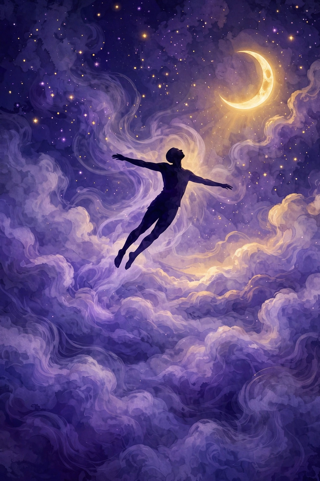 Flying in dreams illustration