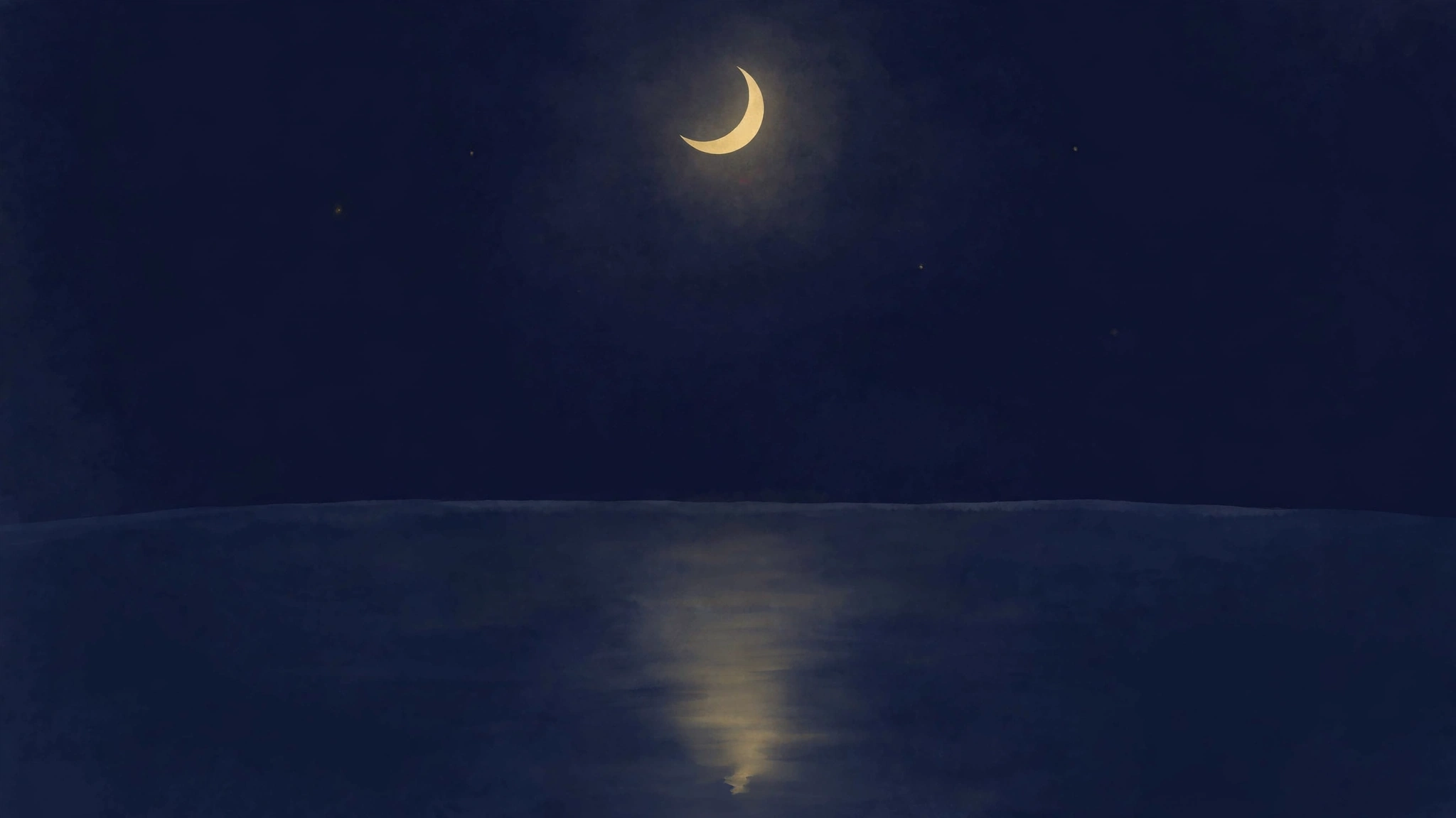 Crescent moon reflected in calm water at night, featured image for About DreamEvaluator