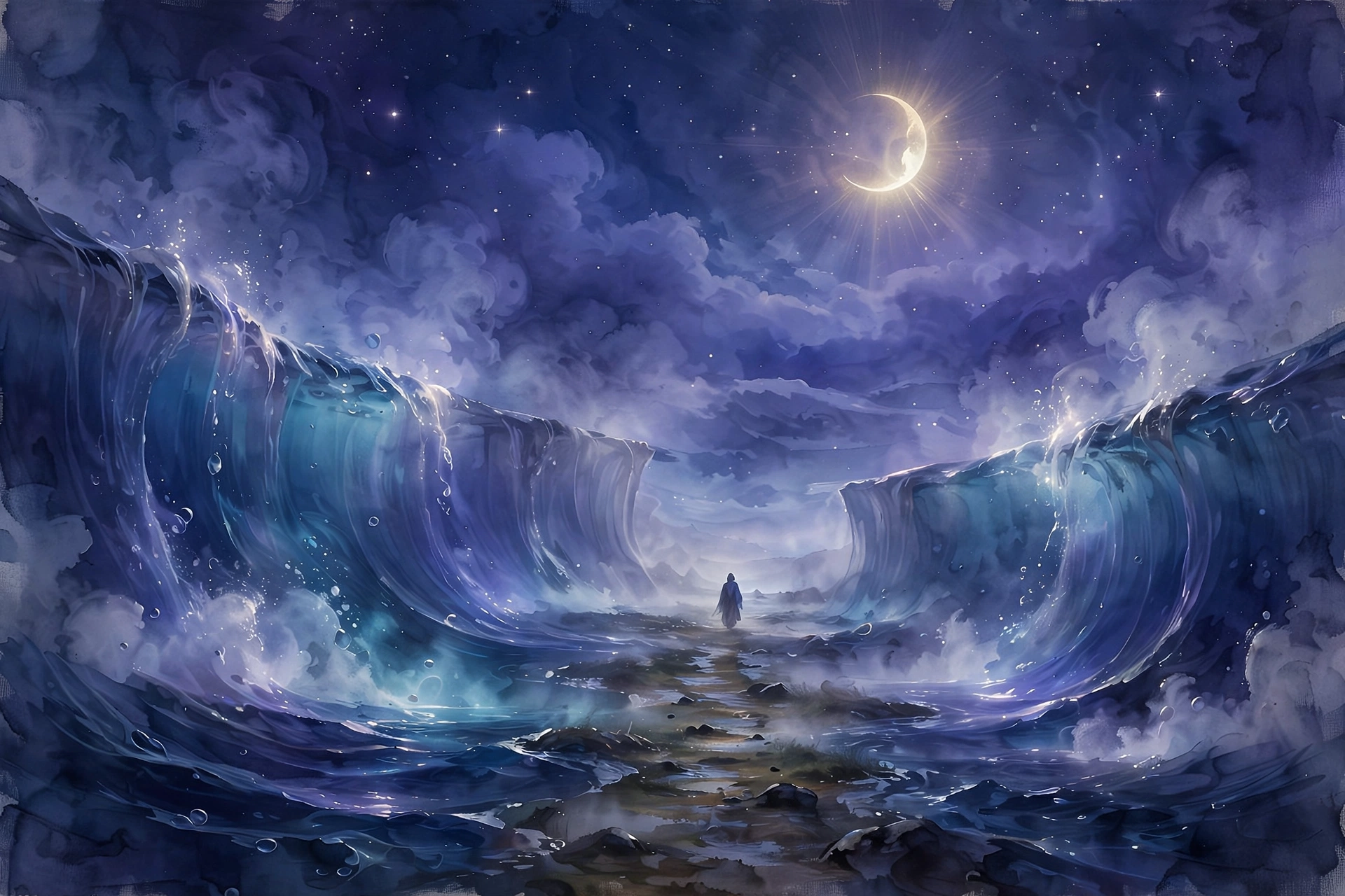 Biblical meaning of dreaming of water: parting waters under moonlight