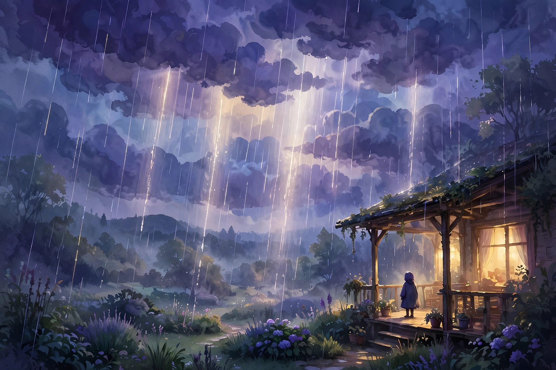 Dreaming about rain: meaning illustration